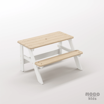 Piko Tiny Kar Beyazı Masif Ahşap Oyun Alanı Masası - Tekli Modern Anaokulu Etkinlik Bölümü