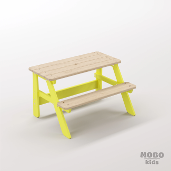 Piko Tiny Limon Sarısı Masif Ahşap Anaokulu Etkinlik Sırası - Tek Kişilik Oyun Alanı Ünitesi