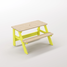 Piko Çocuk Bahçe Bankı Masif Ahşap 4 Çocuk Kapasiteli Çalışma ve Yemek Masası - Limon Sarısı Seçeneği