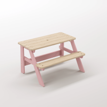 Piko Çocuk Bahçe Bankı Masif Ahşap 4 Çocuk Kapasiteli Çalışma ve Yemek Masası - Masal Pembe Seçeneği