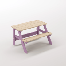 Piko Çocuk Bahçe Bankı Masif Ahşap 4 Çocuk Kapasiteli Çalışma ve Yemek Masası - Menekşe Moru Seçeneği