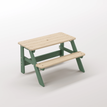 Piko Çocuk Bahçe Bankı Masif Ahşap 4 Çocuk Kapasiteli Çalışma ve Yemek Masası - Orman Yeşili Seçeneği