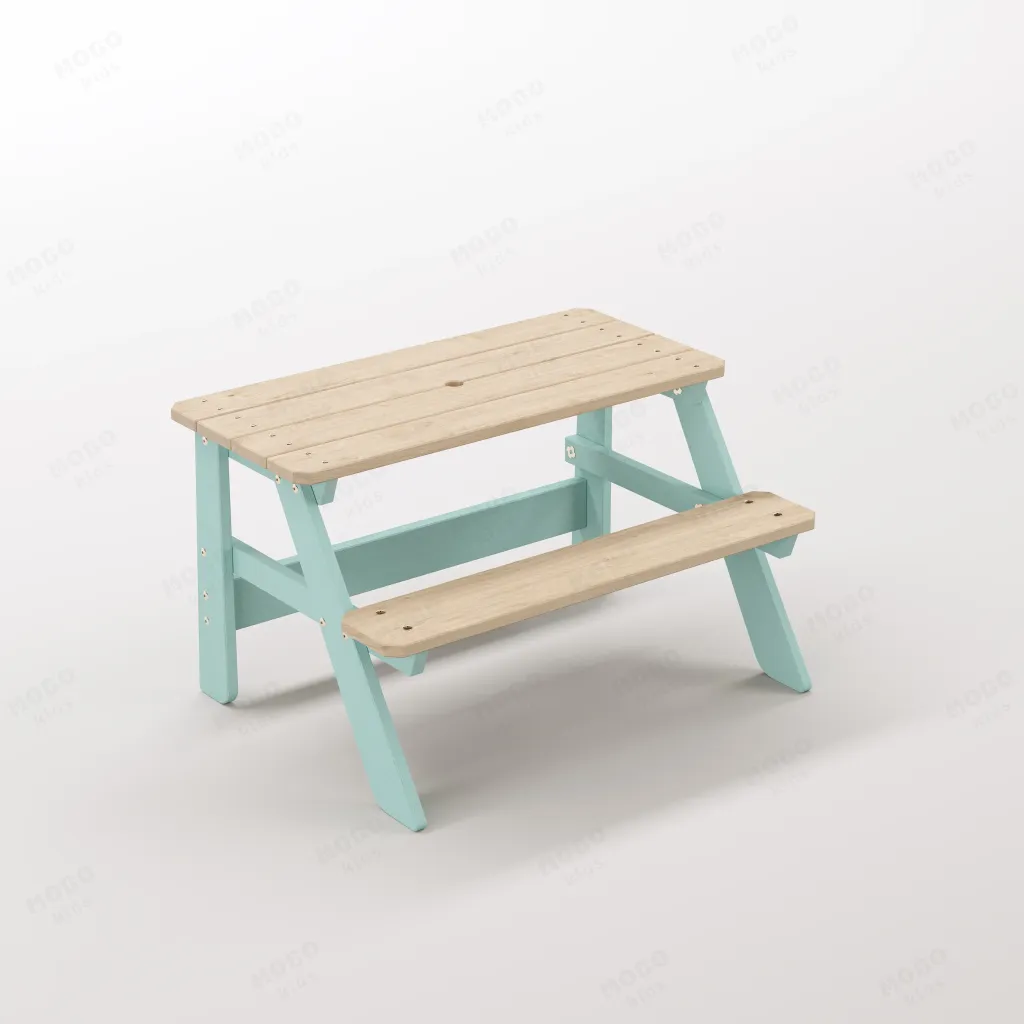 Piko Tiny Su Yeşili Masif Ahşap Çocuk Oyun Alanı Seti - Tekli Ergonomik Balkon Masası