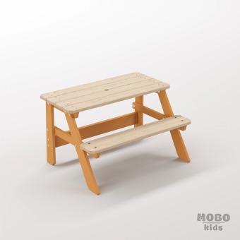 Piko Tiny Turuncu Masif Ahşap Çocuk Balkon Mobilyası - Tek Kişilik Anaokulu Aktivite Sırası