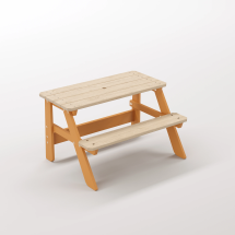 Piko Çocuk Bahçe Bankı Masif Ahşap 4 Çocuk Kapasiteli Çalışma ve Yemek Masası - Turuncu Seçeneği