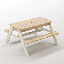 Zuma Çocuk Bahçe Bankı Masif Ahşap 4 Çocuk Kapasiteli Kum ve Su Havuzlu Çocuk Bankı - Bej Seçeneği