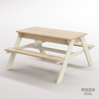 Zuma Çocuk Bahçe Bankı Masif Ahşap 4 Çocuk Kapasiteli Kum ve Su Havuzlu Çocuk Bankı - Bej - Görsel 2