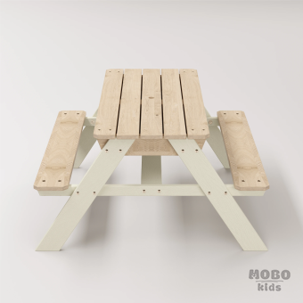 Zuma Çocuk Bahçe Bankı Masif Ahşap 4 Çocuk Kapasiteli Kum ve Su Havuzlu Çocuk Bankı - Bej - Görsel 4