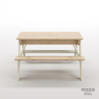 Zuma Çocuk Bahçe Bankı Masif Ahşap 4 Çocuk Kapasiteli Kum ve Su Havuzlu Çocuk Bankı - Bej - Görsel 5