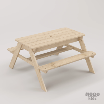 Zuma Çocuk Bahçe Bankı Masif Ahşap 4 Çocuk Kapasiteli Kum ve Su Havuzlu Çocuk Bankı