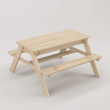 Zuma Çocuk Bahçe Bankı Masif Ahşap 4 Çocuk Kapasiteli Kum ve Su Havuzlu Çocuk Bankı