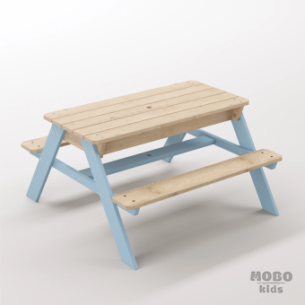 Zuma Junior Gök Mavisi Masif Ahşap Kum ve Su Havuzlu Masa - Duyusal Oyun ve Aktivite Merkezi