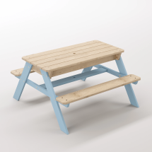 Zuma Çocuk Bahçe Bankı Masif Ahşap 4 Çocuk Kapasiteli Kum ve Su Havuzlu Çocuk Bankı - Gökmavi Seçeneği