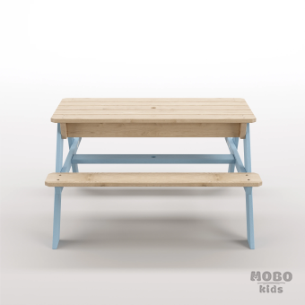 Zuma Çocuk Bahçe Bankı Masif Ahşap 4 Çocuk Kapasiteli Kum ve Su Havuzlu Çocuk Bankı - Gökmavi - Görsel 5