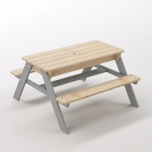 Zuma Çocuk Bahçe Bankı Masif Ahşap 4 Çocuk Kapasiteli Kum ve Su Havuzlu Çocuk Bankı - Gümüş Gri Seçeneği