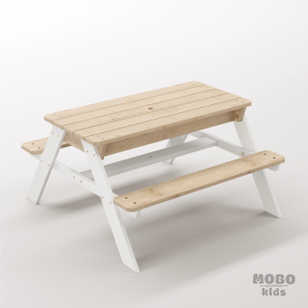 Zuma Junior Kar Beyazı Masif Ahşap Eğitici Etkinlik Masası - Kum ve Su Havuzlu Gelişim Düzeneneği