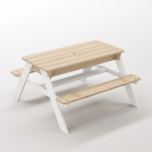 Zuma Çocuk Bahçe Bankı Masif Ahşap 4 Çocuk Kapasiteli Kum ve Su Havuzlu Çocuk Bankı - Kar Beyaz Seçeneği