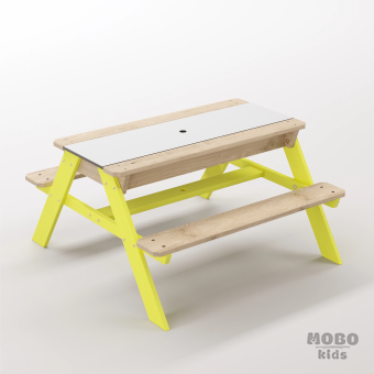 Zuma Junior Limon Sarısı Ahşap Gövdeli Eğitici Keşif Masası - Beyaz Kompakt Tablalı Duyusal Gelişim Sahası