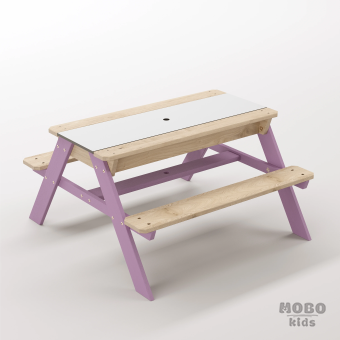 Zuma Junior Menekşe Moru Ahşap Gövdeli Duyusal Oyun Masası - Beyaz Kompakt Tablalı Etkinlik Platformu