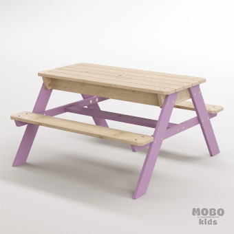 Zuma Junior Menekşe Moru Masif Ahşap Çok Amaçlı Aktivite Masası - Kum ve Su Havuzlu Duyusal İstasyon