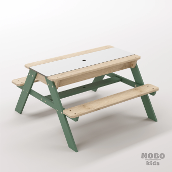 Zuma Junior Orman Yeşili Ahşap Gövdeli Duyusal Deney Masası - Beyaz Kompakt Tablalı Eğitici Oyun Parkuru