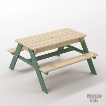 Zuma Junior Orman Yeşili Masif Ahşap Doğa Dostu Aktivite Masası - Kum ve Su Havuzlu Gelişim Alanı