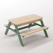 Zuma Çocuk Bahçe Bankı Masif Ahşap 4 Çocuk Kapasiteli Kum ve Su Havuzlu Çocuk Bankı - Orman Yeşili Seçeneği