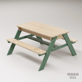 Zuma Çocuk Bahçe Bankı Masif Ahşap 4 Çocuk Kapasiteli Kum ve Su Havuzlu Çocuk Bankı - Orman Yeşili - Görsel 3