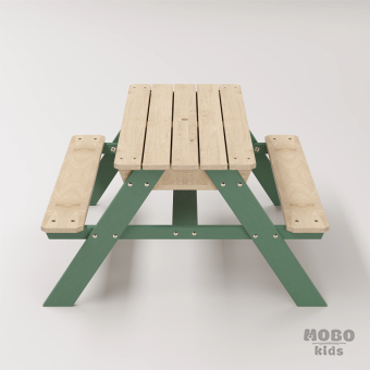 Zuma Çocuk Bahçe Bankı Masif Ahşap 4 Çocuk Kapasiteli Kum ve Su Havuzlu Çocuk Bankı - Orman Yeşili - Görsel 4