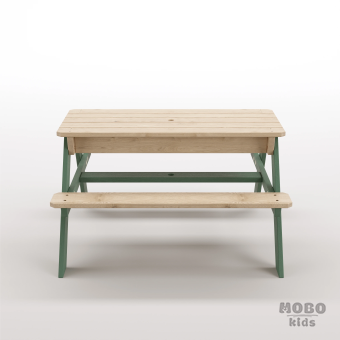 Zuma Çocuk Bahçe Bankı Masif Ahşap 4 Çocuk Kapasiteli Kum ve Su Havuzlu Çocuk Bankı - Orman Yeşili - Görsel 5