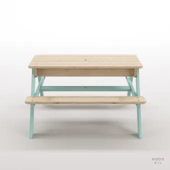 Zuma Çocuk Bahçe Bankı Masif Ahşap 4 Çocuk Kapasiteli Kum ve Su Havuzlu Çocuk Bankı - Galeri