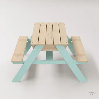 Zuma Çocuk Bahçe Bankı Masif Ahşap 4 Çocuk Kapasiteli Kum ve Su Havuzlu Çocuk Bankı - Galeri