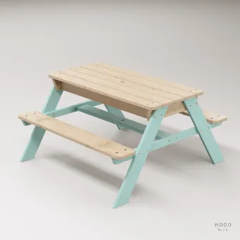 Zuma Çocuk Bahçe Bankı Masif Ahşap 4 Çocuk Kapasiteli Kum ve Su Havuzlu Çocuk Bankı - Galeri