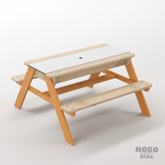 Zuma Junior Turuncu Ahşap Gövdeli İnteraktif Aktivite Masası - Beyaz Kompakt Tablalı Öğrenme Alanı