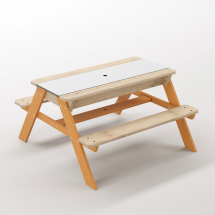 Zuma Beyaz Kompakt Tablalı Çocuk Bahçe Bankı - Masif Ahşap 4 Çocuk Kapasiteli Ahşap Kum ve Su Havuzlu Çocuk Bankı - Turuncu Seçeneği