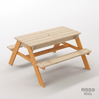 Zuma Junior Turuncu Masif Ahşap Fonksiyonel Oyun Masası - Kum ve Su Havuzlu Aktivite Platformu