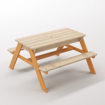 Zuma Çocuk Bahçe Bankı Masif Ahşap 4 Çocuk Kapasiteli Kum ve Su Havuzlu Çocuk Bankı - Turuncu Seçeneği