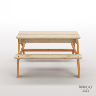 Zuma Çocuk Bahçe Bankı Masif Ahşap 4 Çocuk Kapasiteli Kum ve Su Havuzlu Çocuk Bankı - Turuncu - Görsel 5