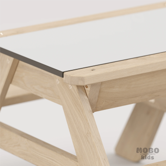 Zuma Beyaz Kompakt Tablalı Çocuk Bahçe Bankı - Masif Ahşap 4 Çocuk Kapasiteli Ahşap Kum ve Su Havuzlu Çocuk Bankı - Galeri