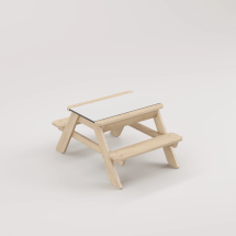 Zuma Beyaz Kompakt Tablalı Çocuk Bahçe Bankı - Masif Ahşap 4 Çocuk Kapasiteli Ahşap Kum ve Su Havuzlu Çocuk Bankı