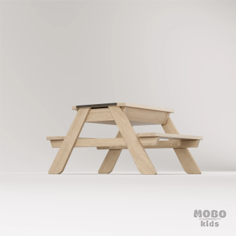 Zuma Beyaz Kompakt Tablalı Çocuk Bahçe Bankı - Masif Ahşap 4 Çocuk Kapasiteli Ahşap Kum ve Su Havuzlu Çocuk Bankı - Galeri