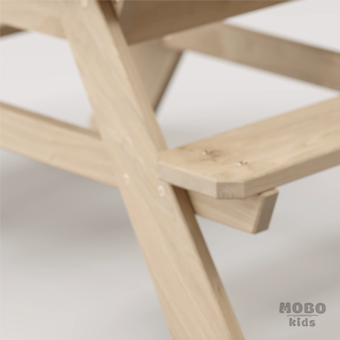 Zuma Çocuk Bahçe Bankı Masif Ahşap 4 Çocuk Kapasiteli Kum ve Su Havuzlu Çocuk Bankı - Galeri