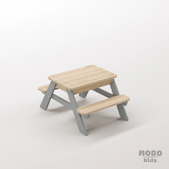 Zuma Micro Gümüş Gri Masif Ahşap Modern Keşif İstasyonu - Ev İçi Montessori Aktivite Masası