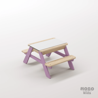 Zuma Micro Menekşe Moru Ahşap Gövdeli İnteraktif Keşif Masası - Beyaz Kompakt Tablalı Duyusal Durak