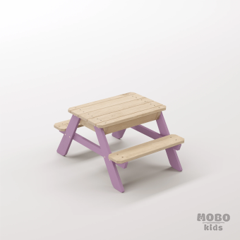 Zuma Micro Menekşe Moru Masif Ahşap Montessori Beceri Masası - Kum ve Su Havuzlu Mini Atölye