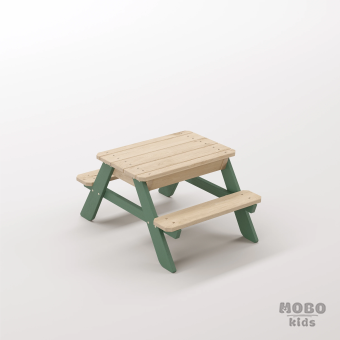 Zuma Micro Orman Yeşili Masif Ahşap Doğal Oyun Havuzu - Kreş Tipi Kum ve Su Atölyesi