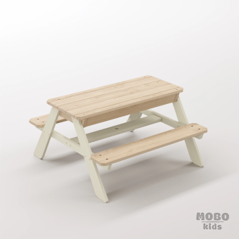 Zuma Tiny  Bej Estetik Masif Ahşap Duyusal Deneyim Masası - Kum ve Su Havuzlu Atölye Tezgahı