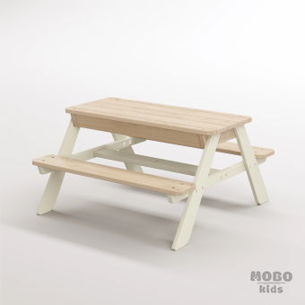 Zuma Çocuk Bahçe Bankı Masif Ahşap 4 Çocuk Kapasiteli Kum ve Su Havuzlu Çocuk Bankı - Galeri