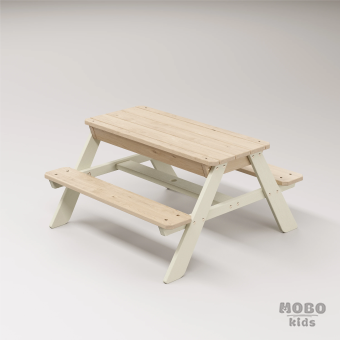 Zuma Çocuk Bahçe Bankı Masif Ahşap 4 Çocuk Kapasiteli Kum ve Su Havuzlu Çocuk Bankı - Galeri