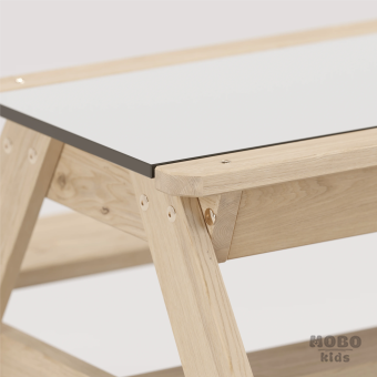 Zuma Beyaz Kompakt Tablalı Çocuk Bahçe Bankı - Masif Ahşap 4 Çocuk Kapasiteli Ahşap Kum ve Su Havuzlu Çocuk Bankı - Galeri